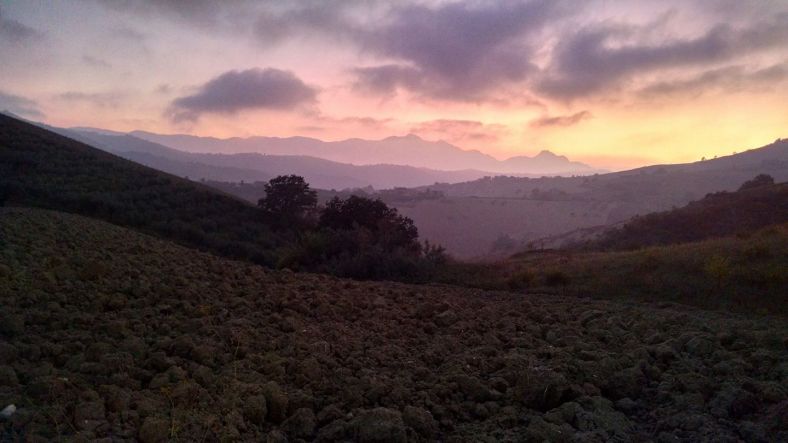 sunset over mountains